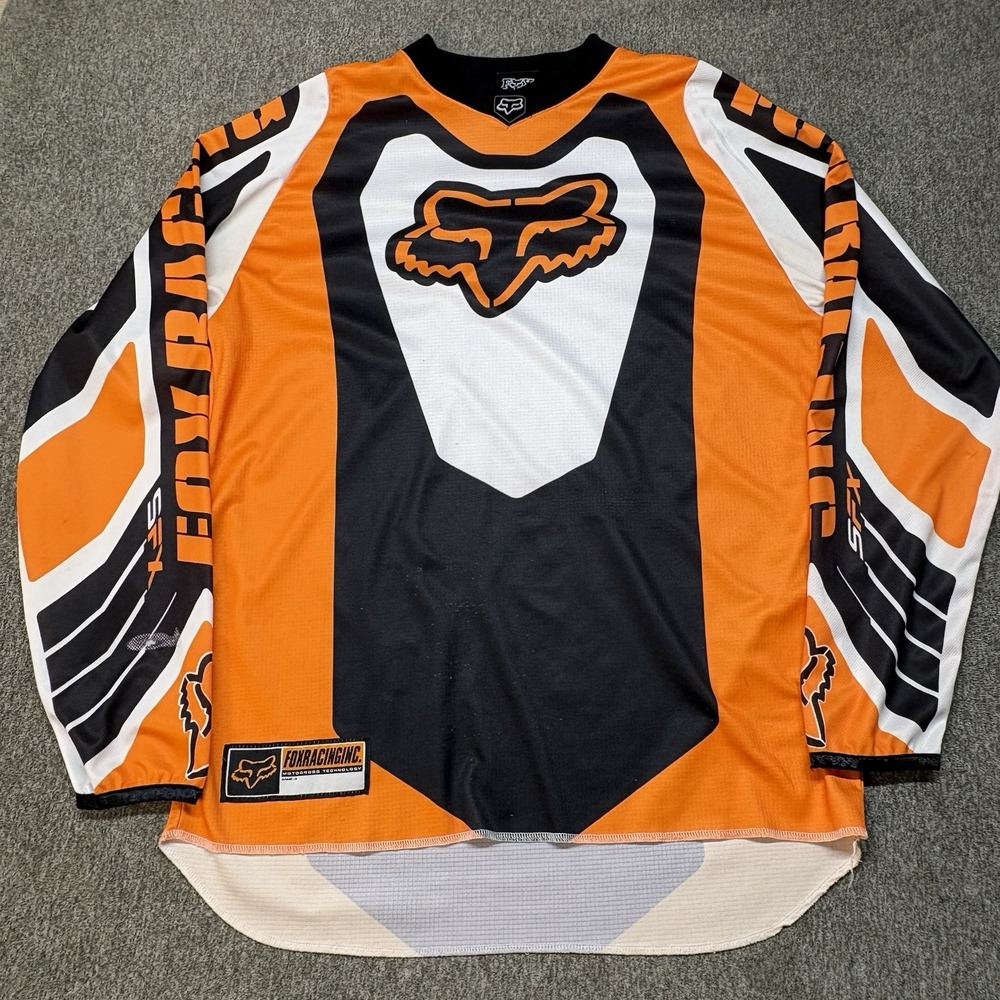 Vintage Y2K Fox Racing SFX Motocross Jersey Orange Black White Graphic Men's M